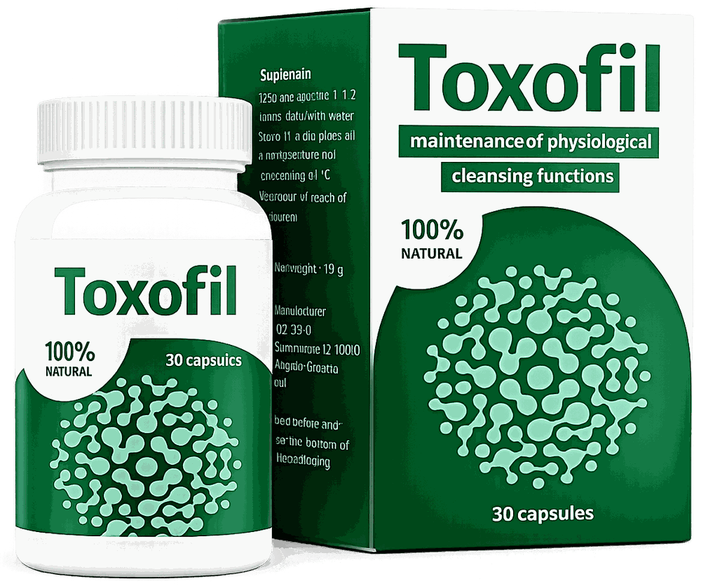 Toxofil – envase y frasco con 30 cápsulas